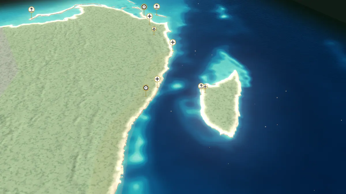 The Explorer's 3D map: the Quintana Roo coast, Cozumel and the Caribbean Sea, with a marker on every destination.