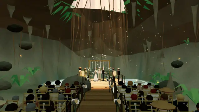 A ceremony inside a jungle cenote.